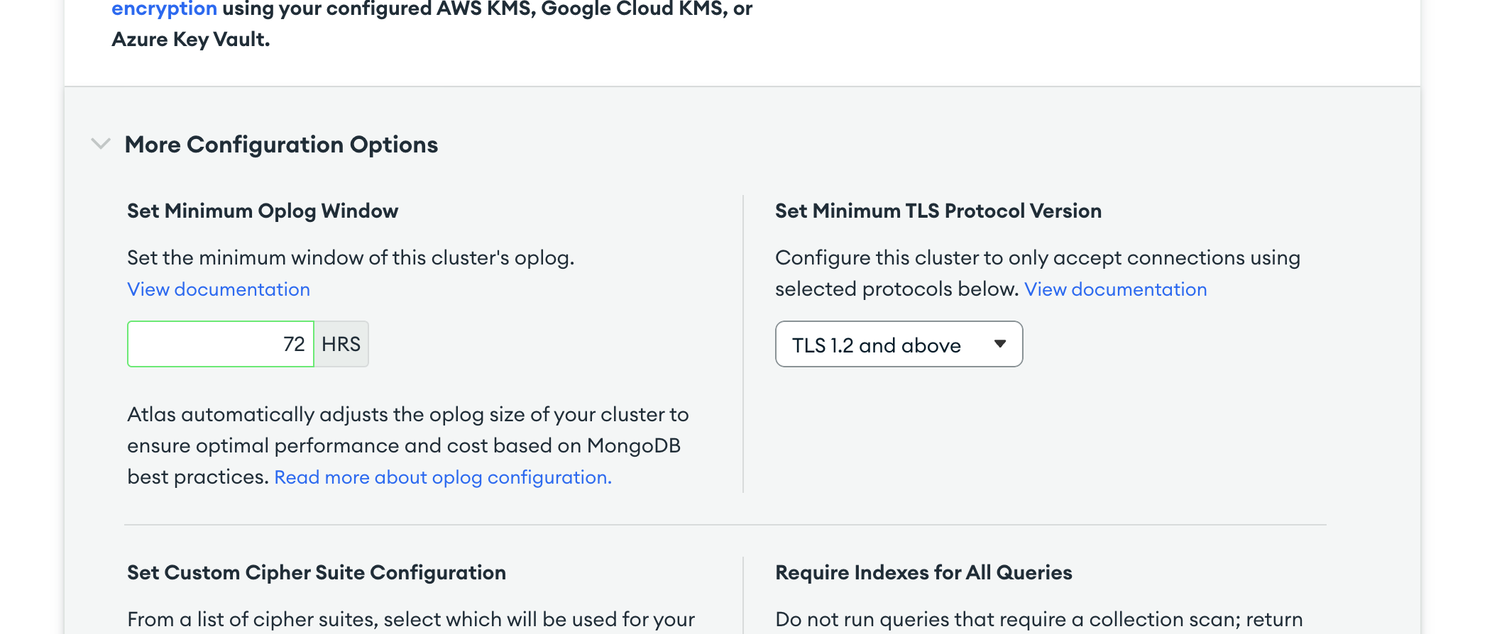 Set oplog retention hours