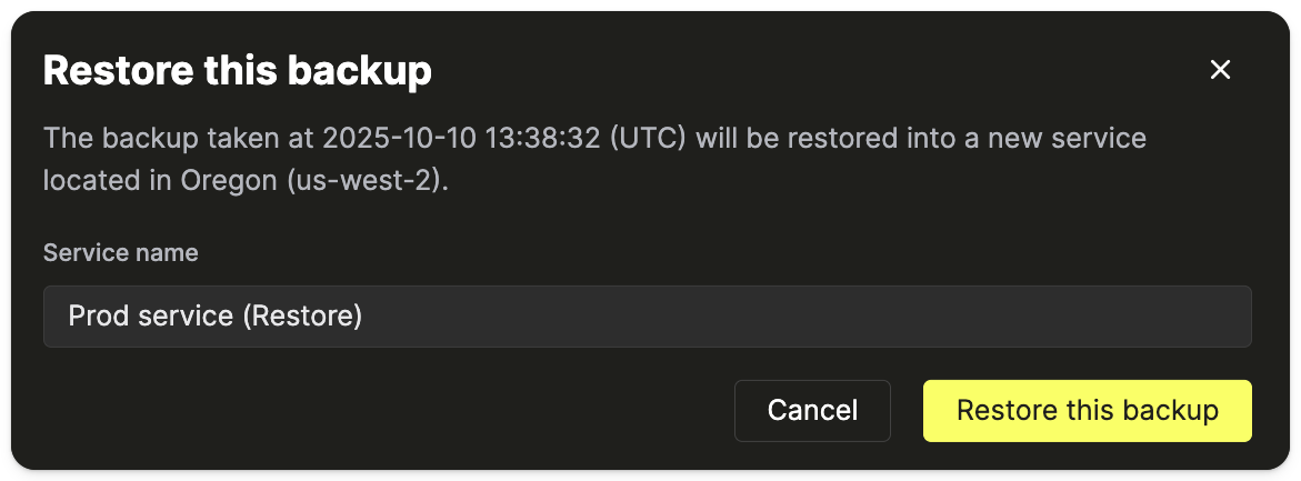 Restore from backup