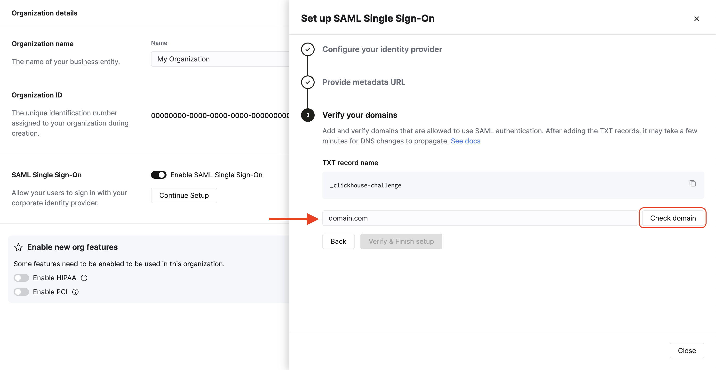 Add domain to verify